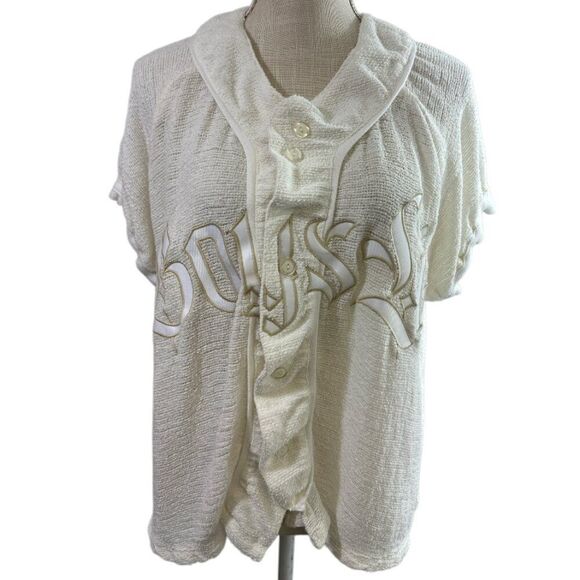 Boys Lie Baseball Jersey Top Button Down Embroidered Logo Oversized One Size - Picture 3 of 16